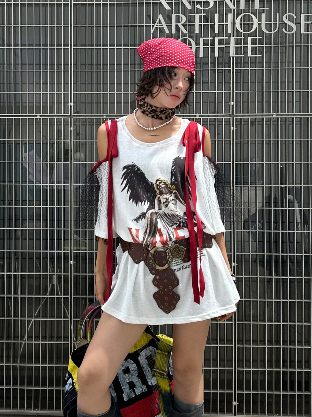Oversized Graphic White Tee - Bold Statement Essential」