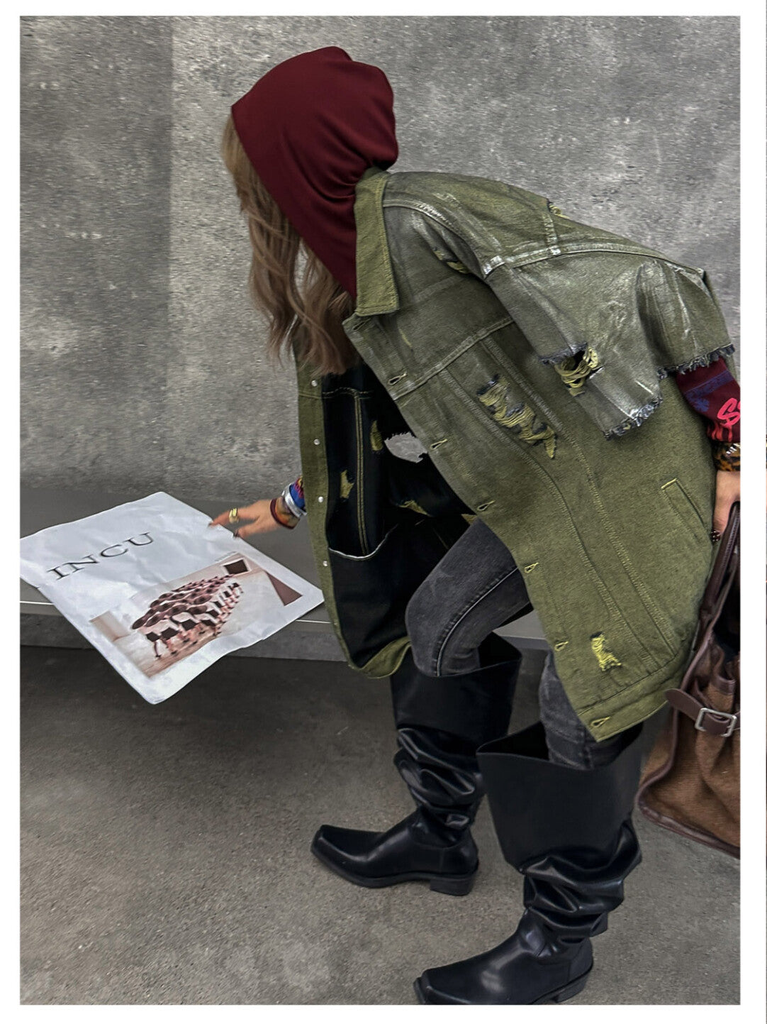 Silver-Coated Wasteland Distressed Denim Vest - Post-Apocalyptic Armor
