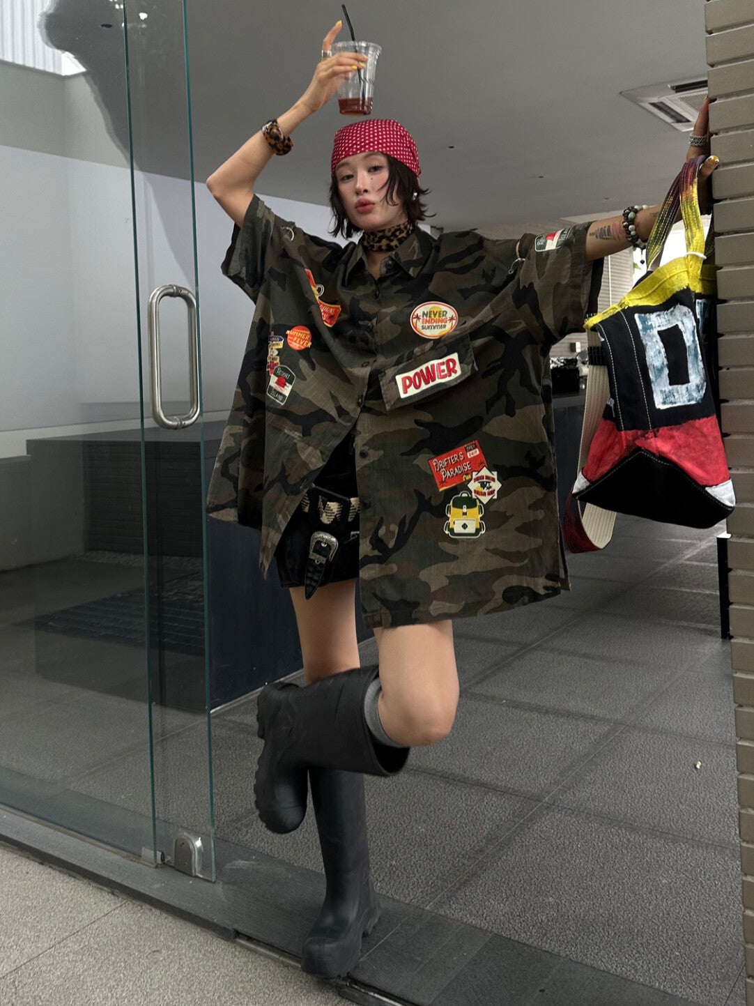 Breathable Camo Oversized Drop-Shoulder Shirt - Urban Jungle Essential」