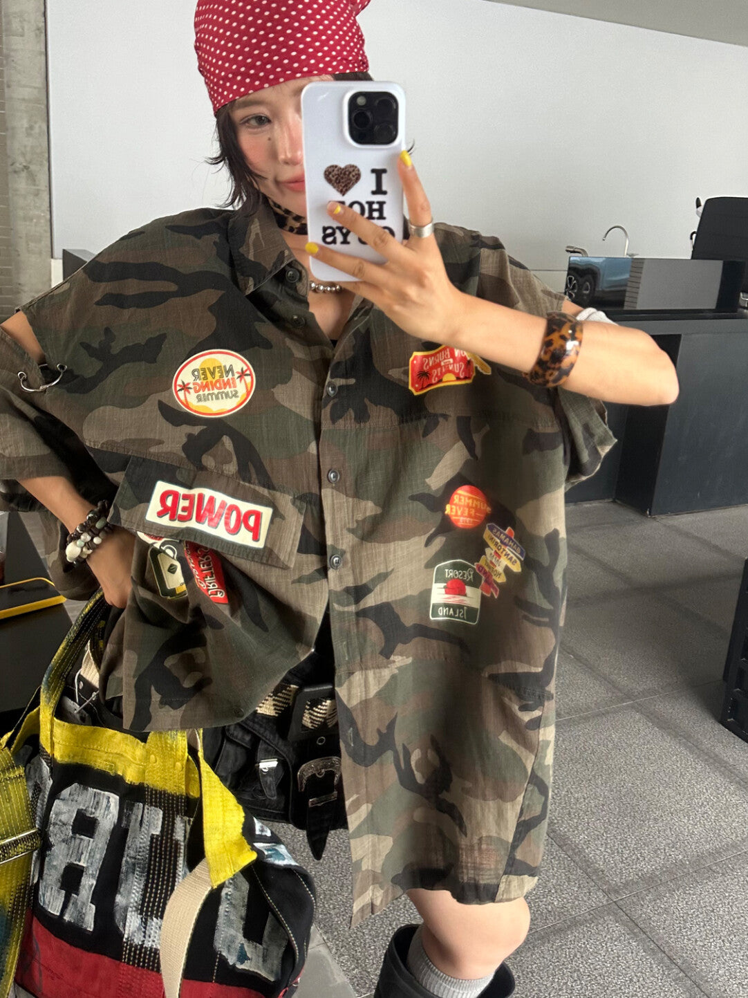 Breathable Camo Oversized Drop-Shoulder Shirt - Urban Jungle Essential」