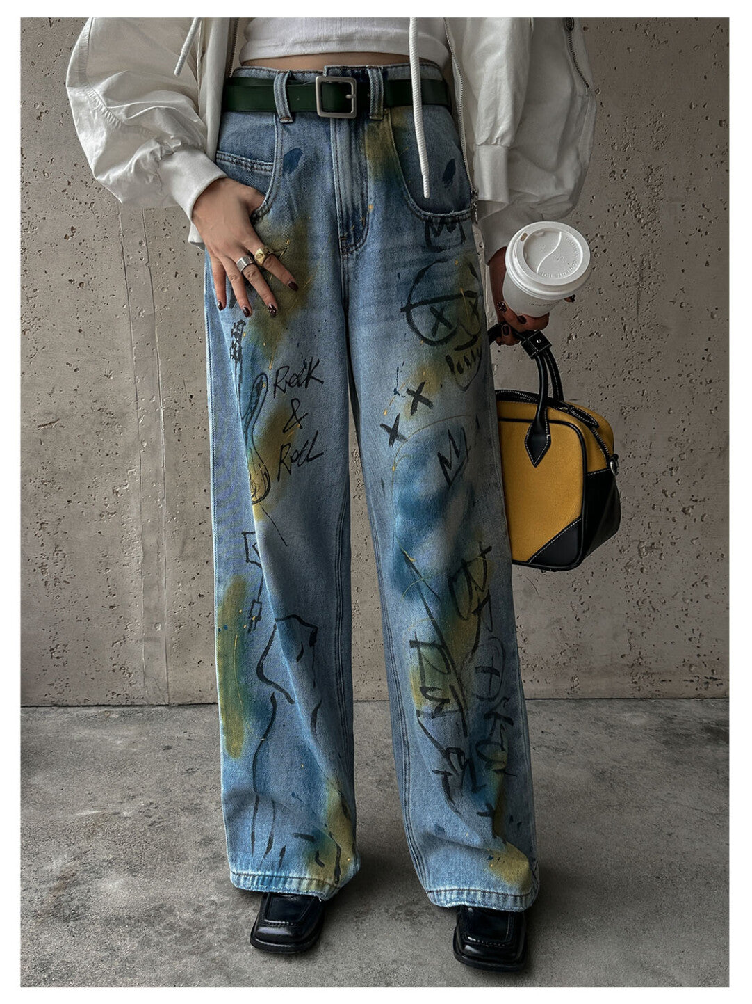 Hip-Hop Spray Paint &amp; Hand-Drawn Graphic Jeans - Street Art You Wear」