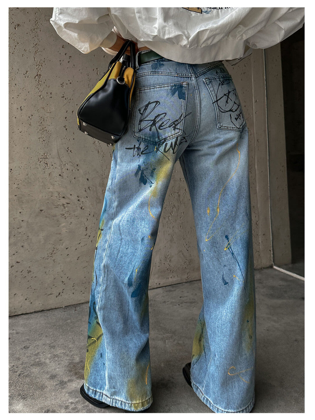 Hip-Hop Spray Paint &amp; Hand-Drawn Graphic Jeans - Street Art You Wear」