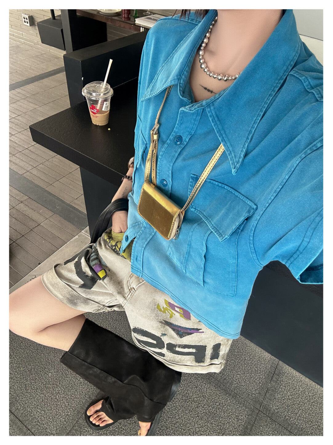 Heavy-Duty Washed Ombre Short-Sleeve Shirt - Industrial Elegance Redefined」