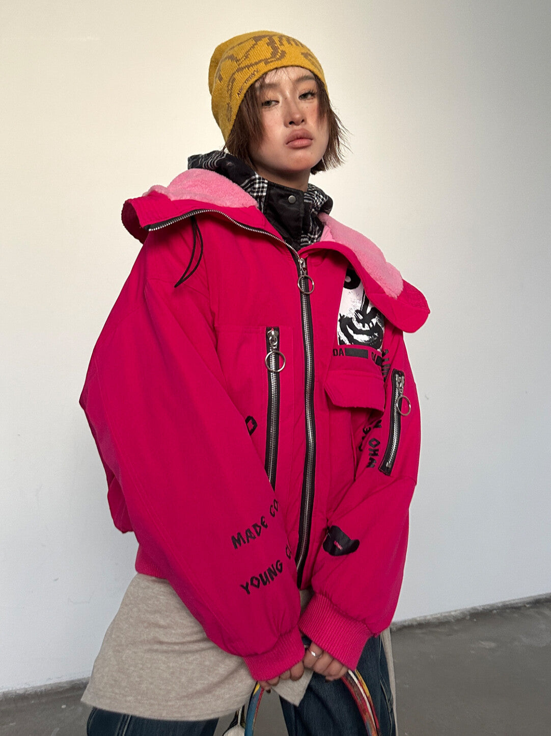 Oversized Collar Shearling Utility Jacket - Rugged Warmth Meets Street Savvy」