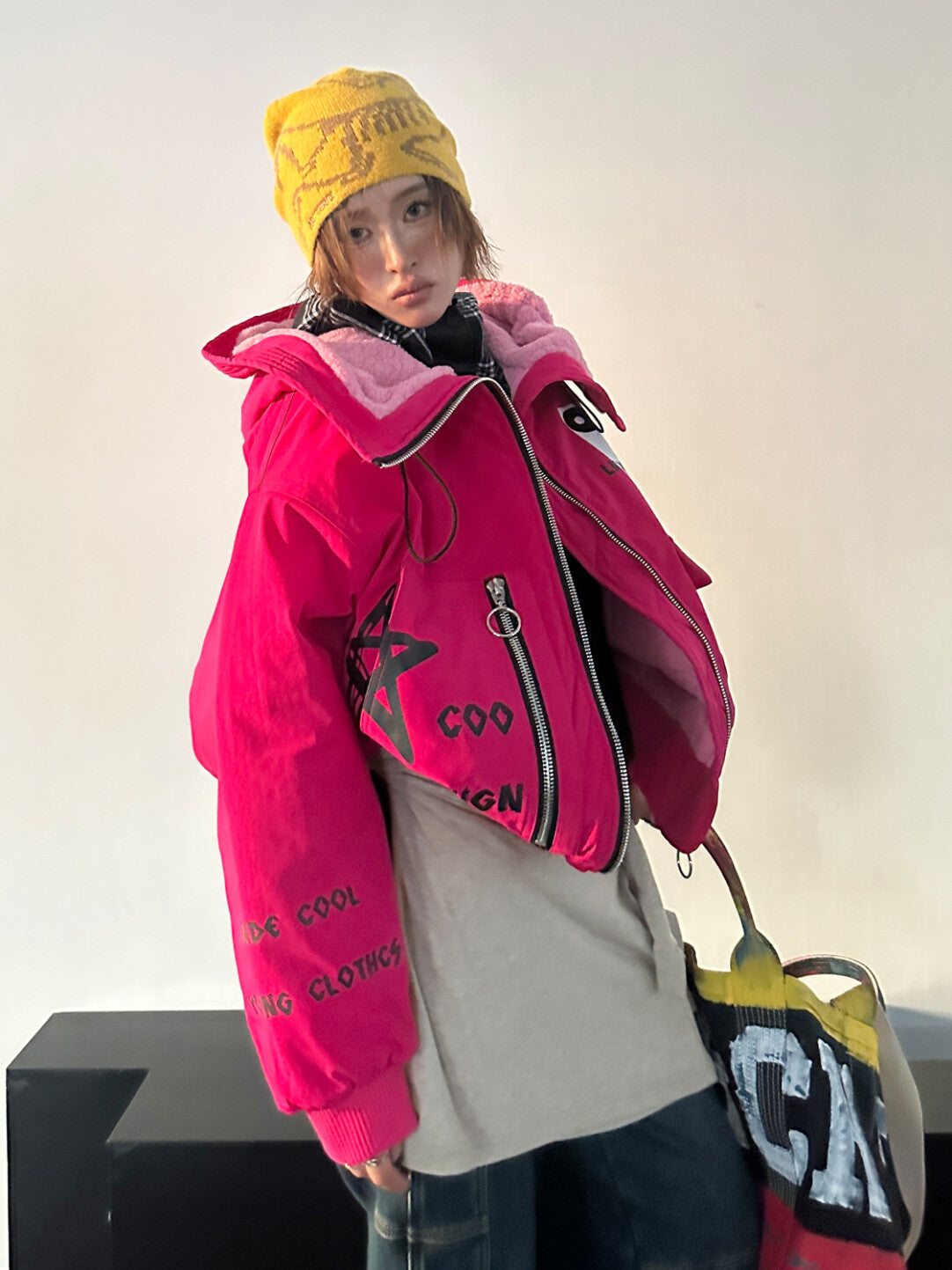 Oversized Collar Shearling Utility Jacket - Rugged Warmth Meets Street Savvy」