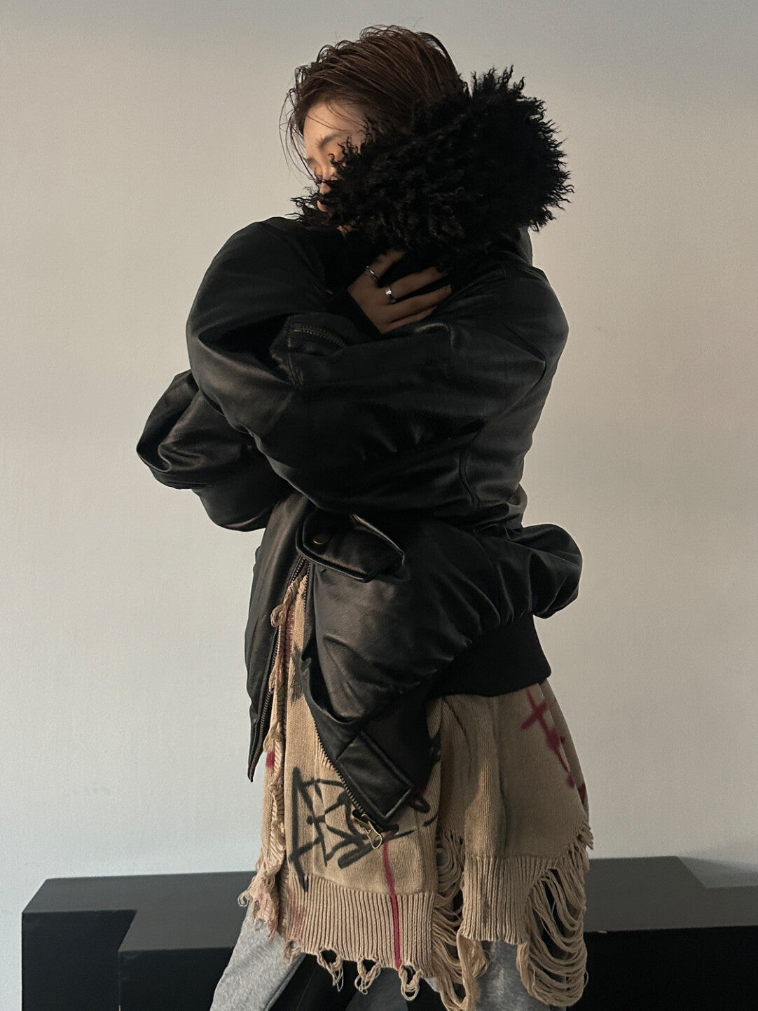Retro Badboy Luxe Hooded Jacket - Oversized Fur-Trimmed Statement Coat」