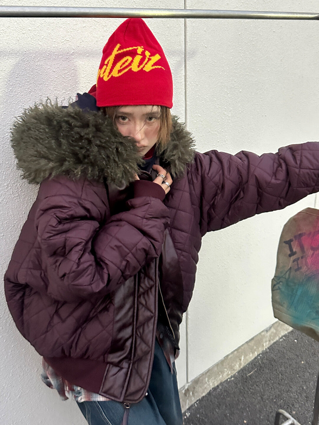 Retro Badboy Luxe Hooded Jacket - Oversized Fur-Trimmed Statement Coat」