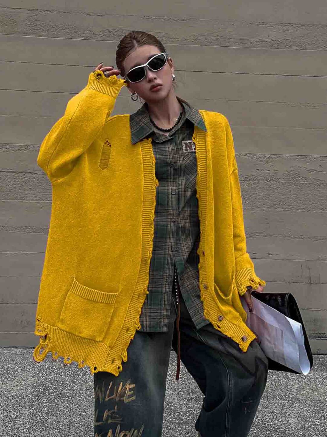 Vintage Washed Lazy Knit Cardigan - Timeless Comfort with a S