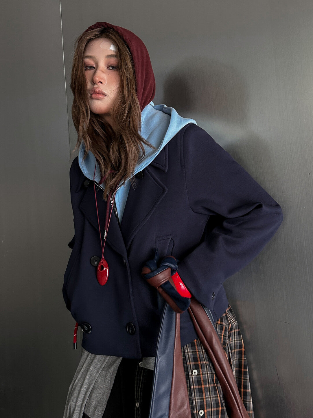 Color-Block Hooded Blazer - Where Street Meets Sophistication」