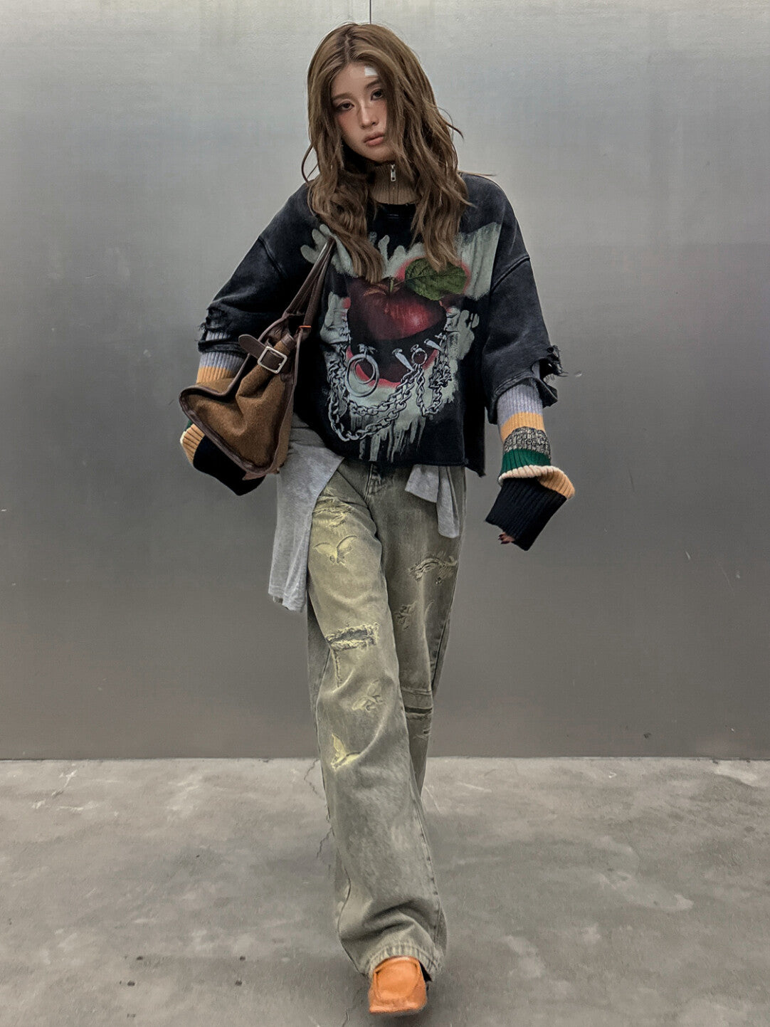 Wasteland Style Distressed Embroidered Denim Jeans - Post-Apocalyptic Elegance」