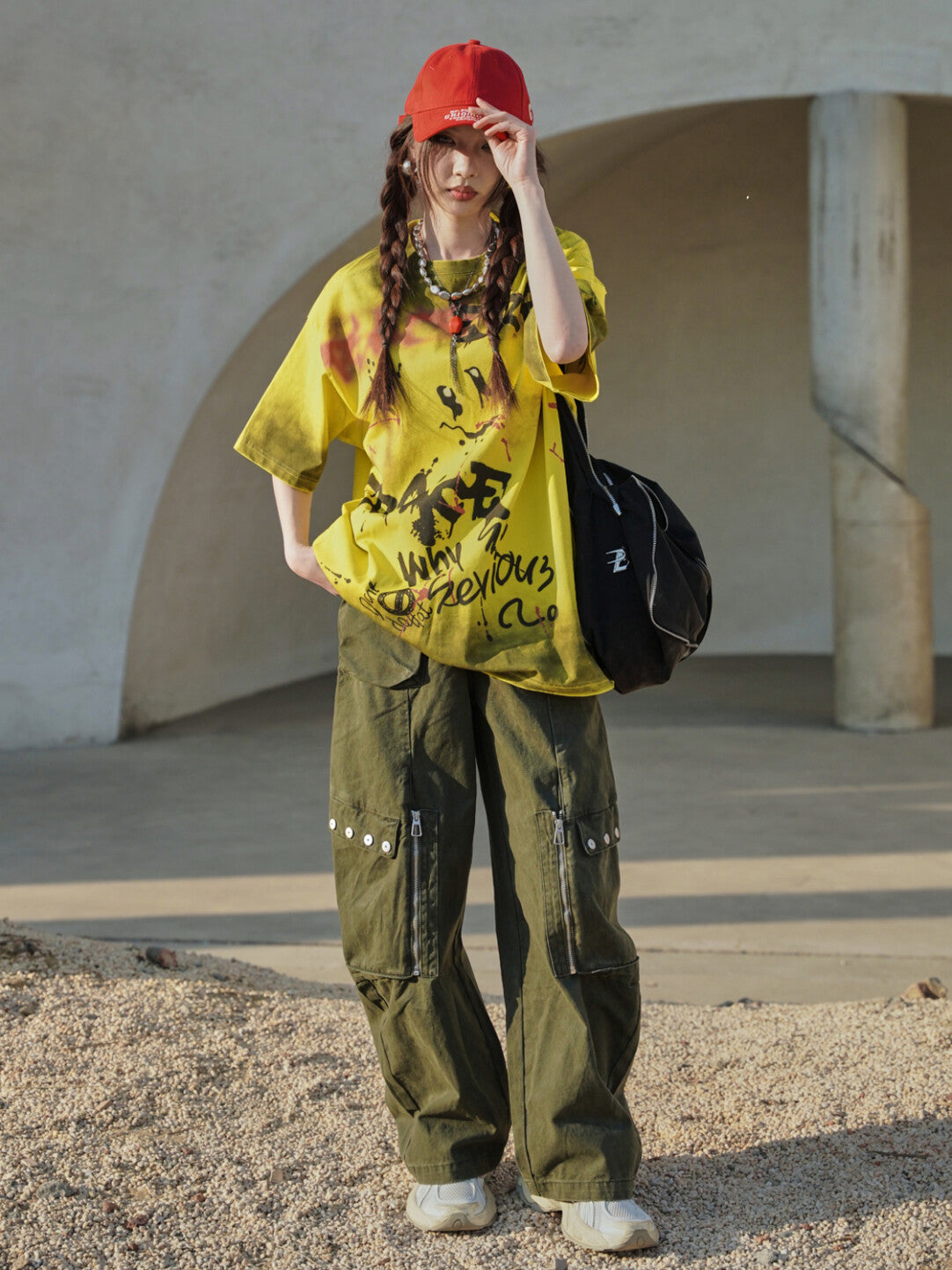 "Ink-Splatter Smiley Dirty Wash Tee"