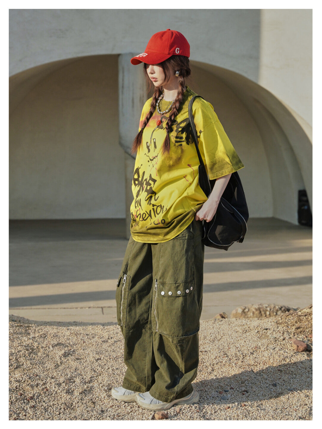 "Ink-Splatter Smiley Dirty Wash Tee"