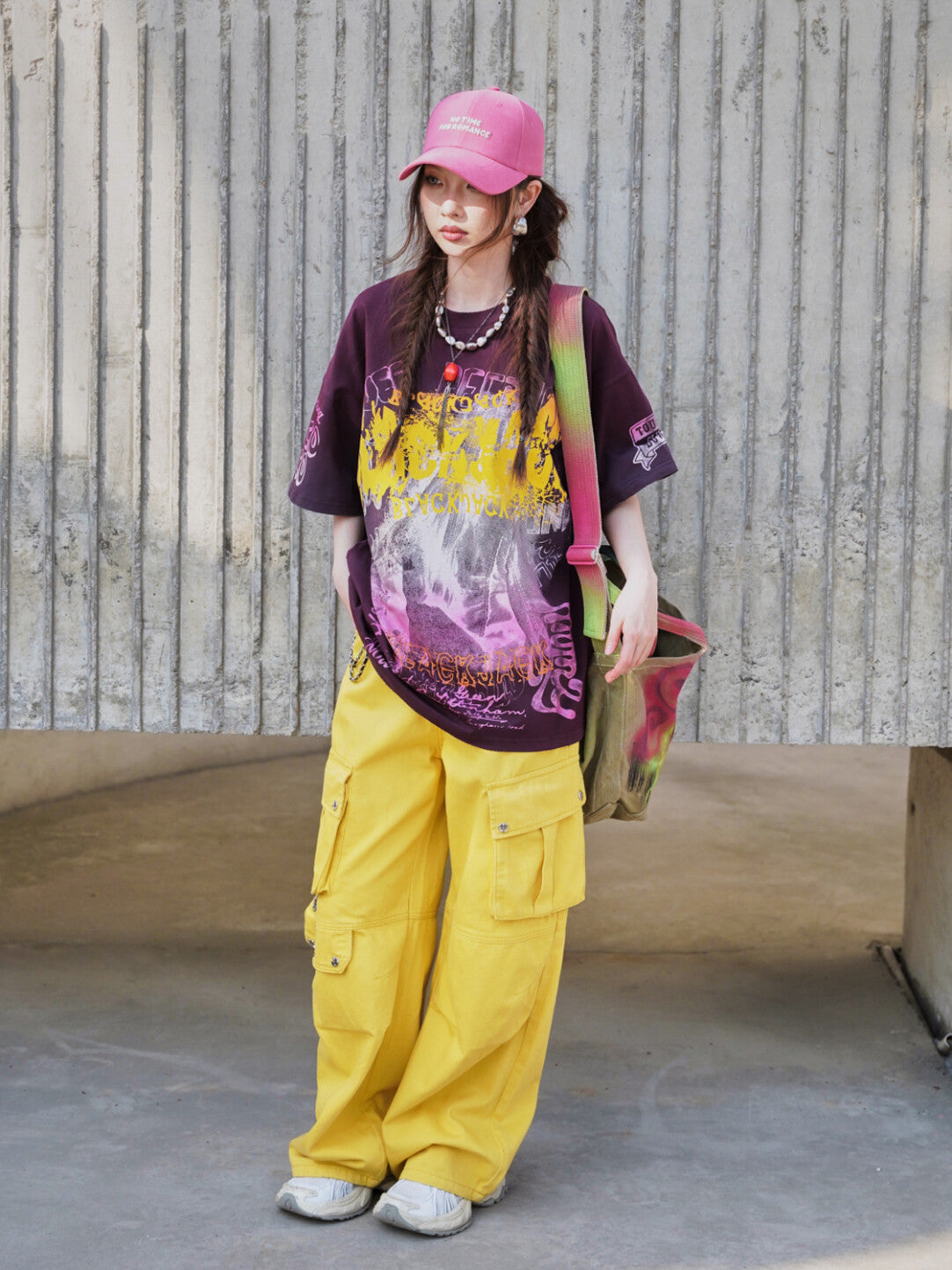 "Color-Blocked Spray Print Street Tee"