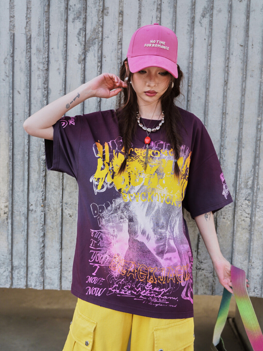 "Color-Blocked Spray Print Street Tee"