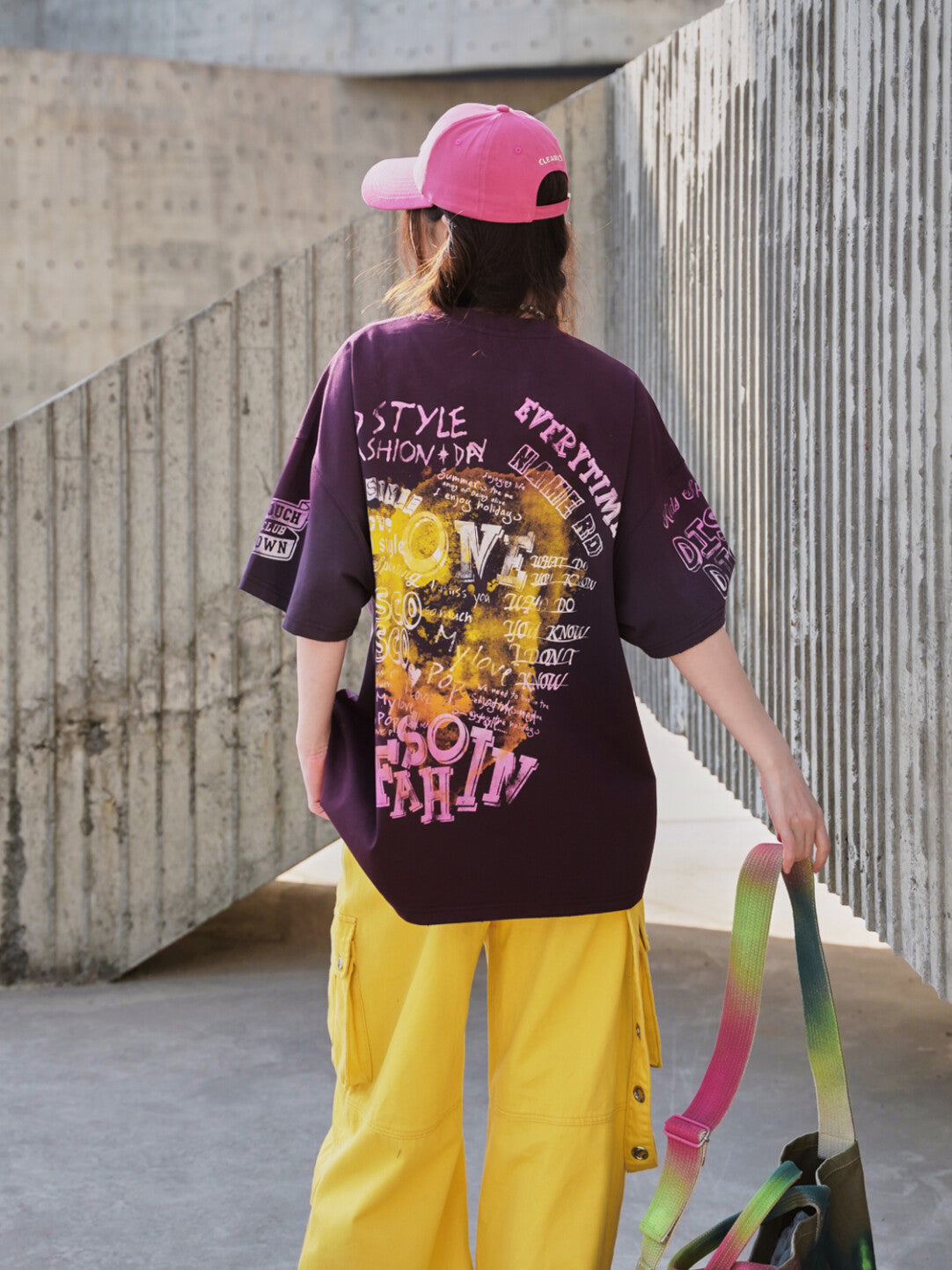 "Color-Blocked Spray Print Street Tee"