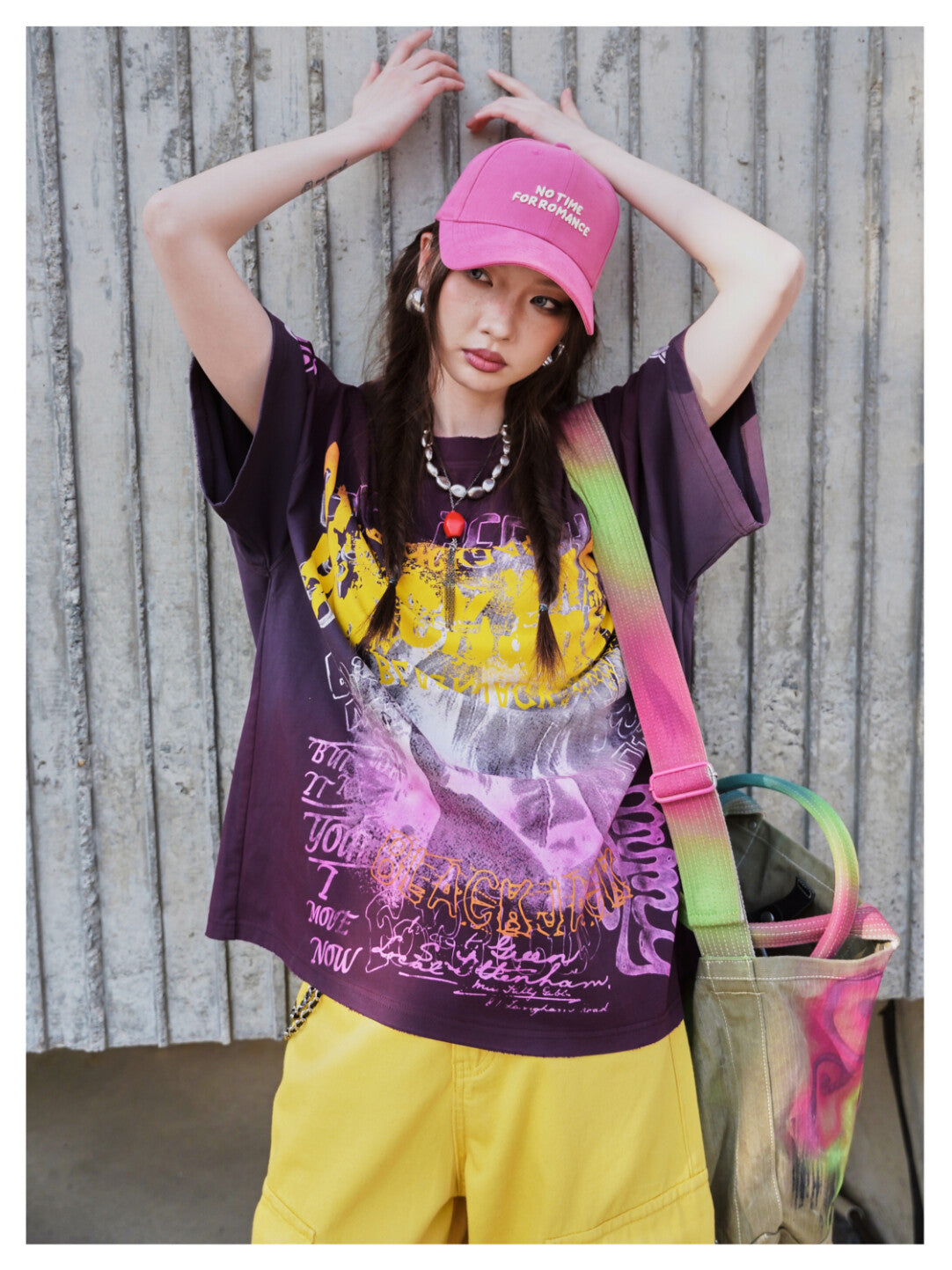 "Color-Blocked Spray Print Street Tee"