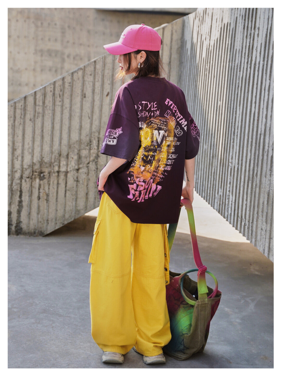 "Color-Blocked Spray Print Street Tee"